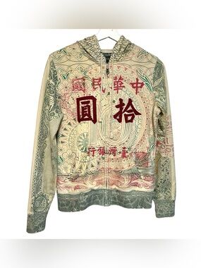 Lucky brand S sweatshirt Asian yen AOP graphic print indie Y2K vintage money